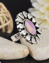 15.14cts Back Closed Fine Volcano Aurora Opal Crystal Silver Ring Size 7 4639