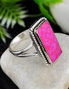 5.61cts Back Closed Hot Pink Opal Octagan Sterling Silver Ring Size 8.5 4814