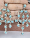 Statement Mohave Turquoise Chandelier Earrings 925 Sterling Silver