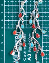 14.94cts Back Closed Blue Turquoise Red Coral 925 Silver Dangle Earrings 4820