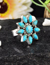 925  18.24cts Back Closed blue kingman Turquoise Round Ring Jewelry Size 7 4751