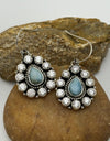 Larimar Surrounded By Cz Dangle Earrings 925 Sterling Silver Closed Back